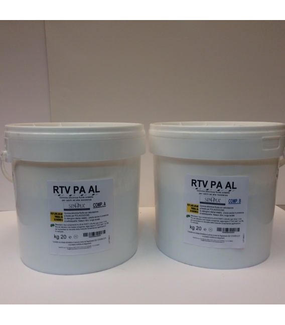 GOMMA SILICONICA RTV PA AL (20 Kg A+20 Kg B) AL PLATINO - conf. 40 Kg