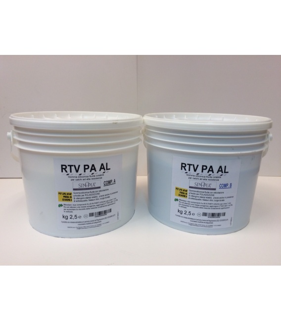 GOMMA SILICONICA RTV PA AL (2,5 Kg A+2,5 Kg B) AL PLATINO - conf. 5 Kg